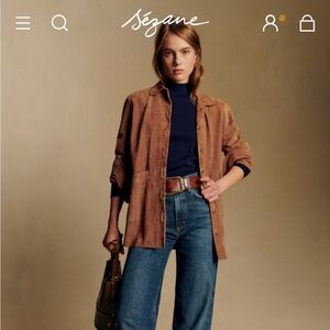 Sezane Will Jacket in camel suede size small